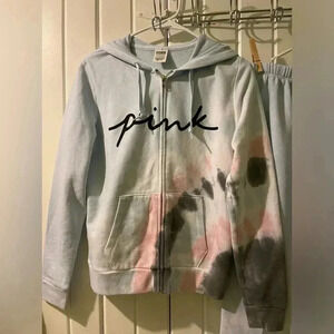 Vs pink tie dye small hoodie and X-small joggers like new